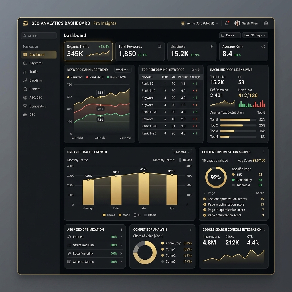 SEO & AEO Growth Engine Dashboard